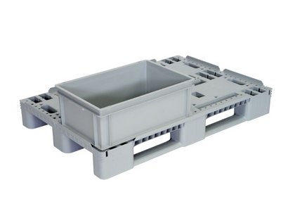 Plastic pallet with RAKO container on the top