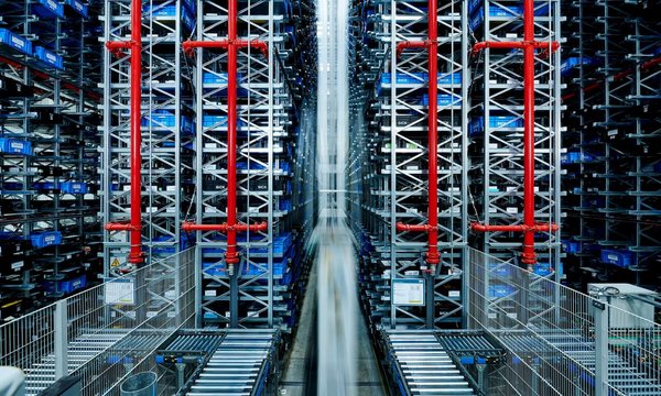 SICK's automated small parts warehouse is fully equipped with Utz EUROTEC containers.